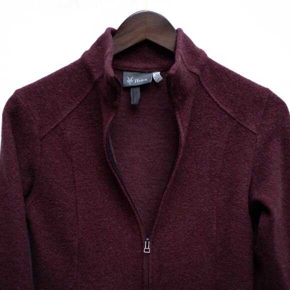 IBEX Merino Wool Full Zip Jacket 🐑 Women’s Small Burgundy | Made in USA - Picture 2 of 13